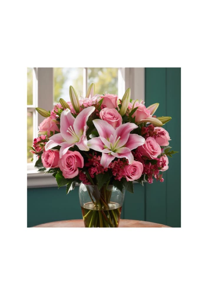 Rosa Rosen und Lilien